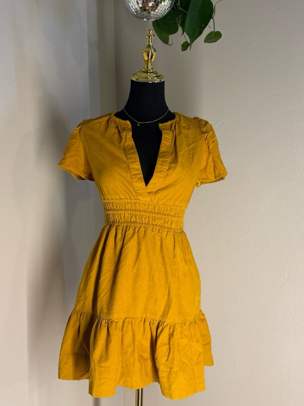 Mustard Corduroy Mini Dress by Anthropologie